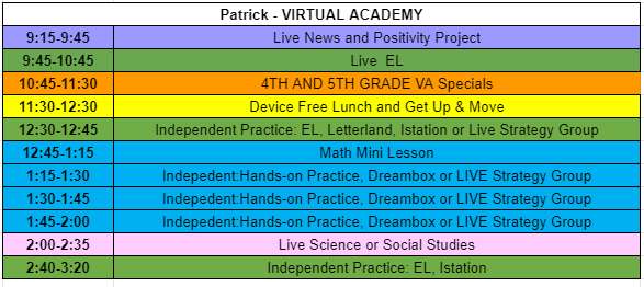 Patrick online schedule Patrick online schedule